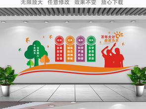 学校文化墙3d立体一训三风楼梯校园文化墙图片 设计效果图下载 校园通用图大全 编号 18745386